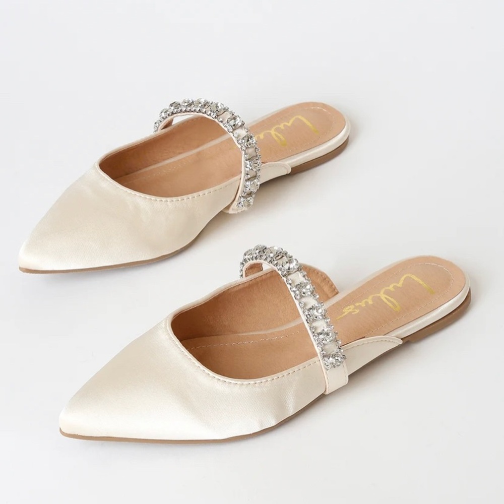 Lulus White Wedding Flats | Bridal Shoes | Mule flats